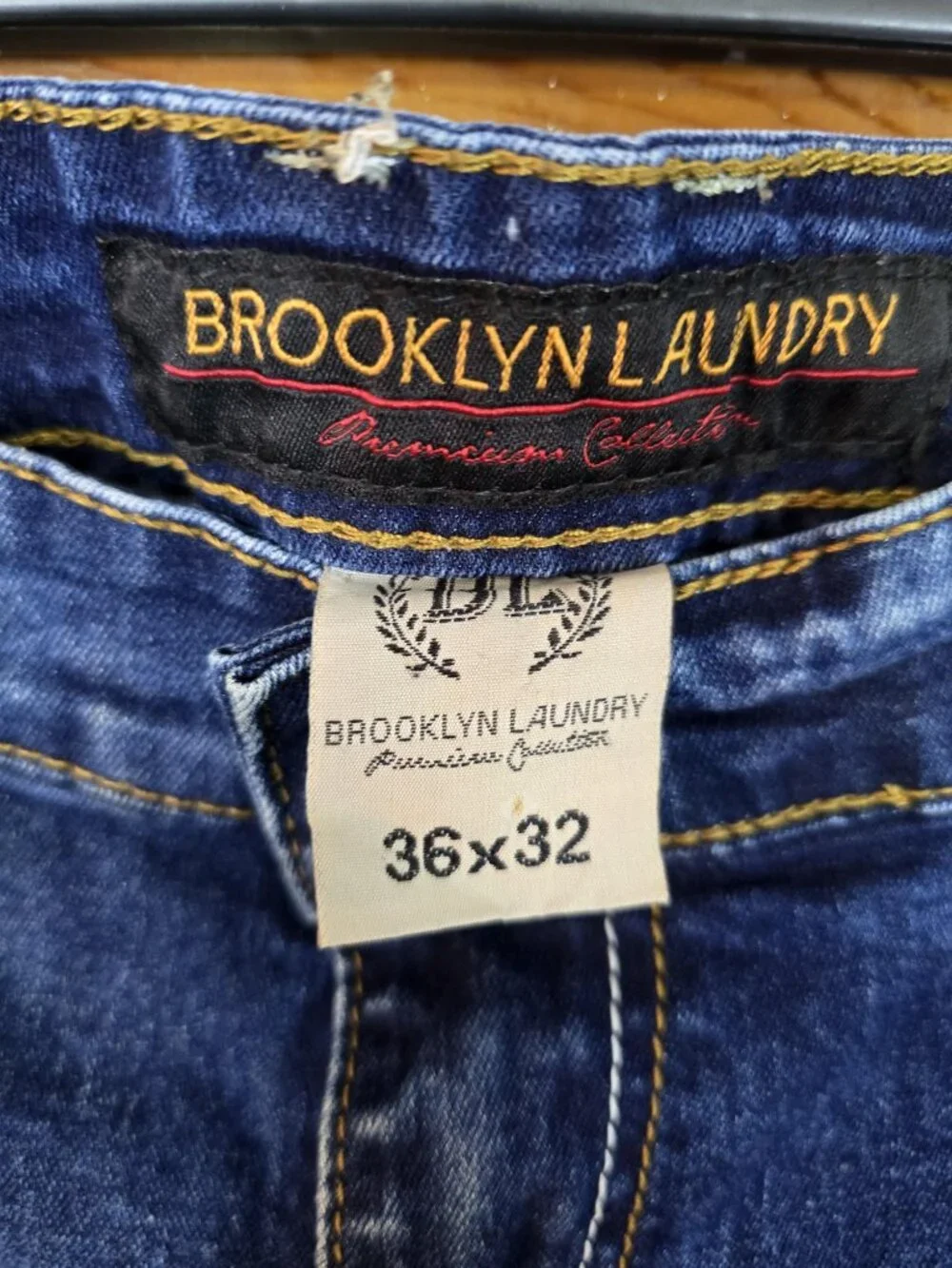 Brooklyn Laundry Jeans Mens 36x32 Blue Straight Leg Stretch Denim 5 Pocket